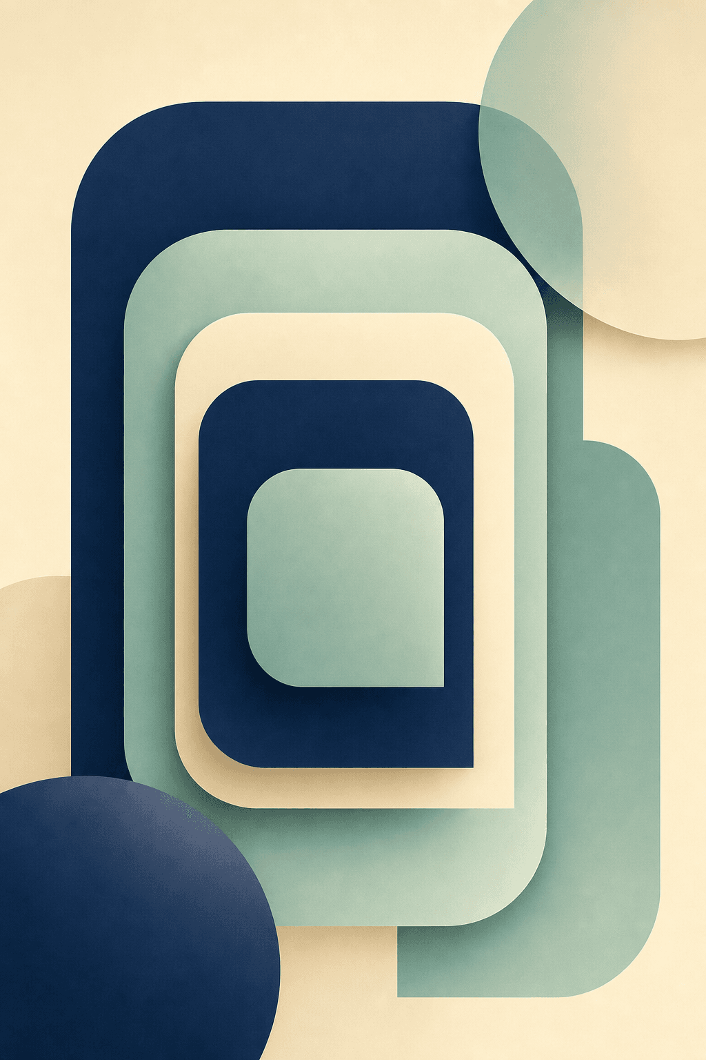 Abstract concentric rounded rectangles in indigo and mint